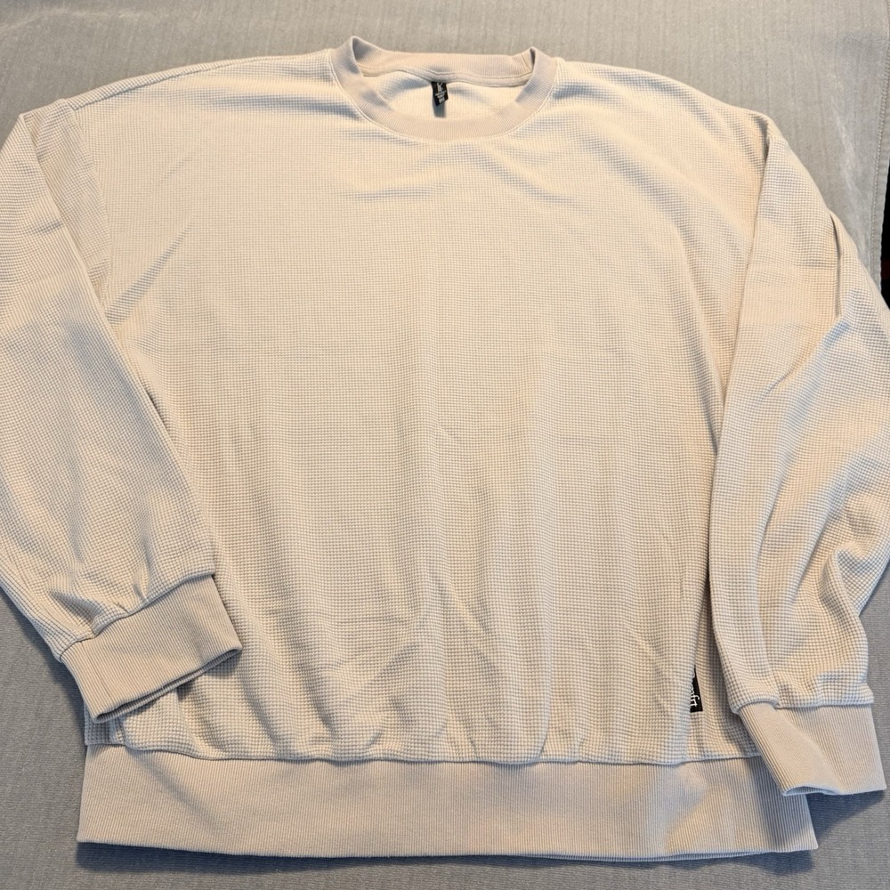 Comfrt 3XL Waffle Knit Sweatshirt Oversized Crewneck Pullover Gray Unisex